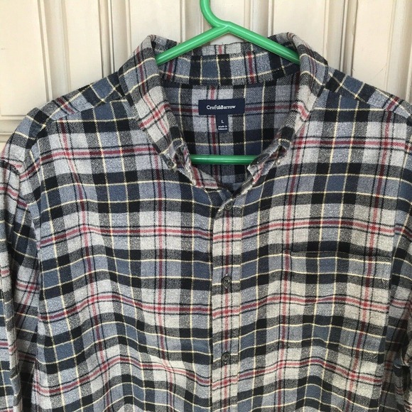 Croft&Barrow Shirt SzL Plaid Flannel Buttondown Collar Cuffs Pre-Owned - Picture 5 of 9